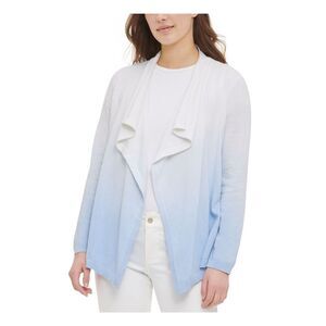CALVIN KLEIN Womens Beige Open Cardigan Sweater